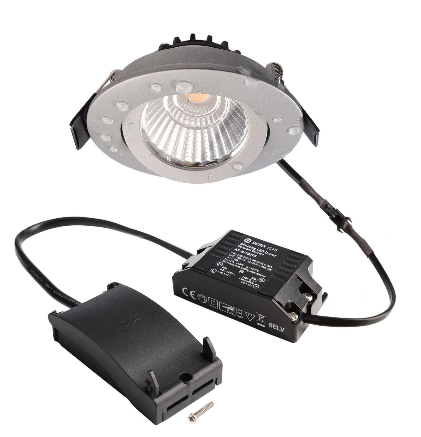 Deko-Light Dione IP44, 8,5 W, DIM, 3000 K, Silber