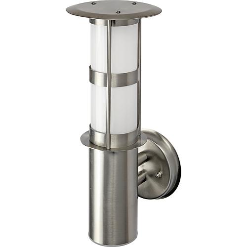 EGB Edelstahl-Wandleuchte IP44, Glas opal 1x E27 / max 60W