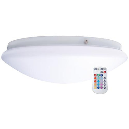 EGB LED RGB+WW-Kunststoffleuchte IP44 D330mm 18W 1350lm bei 3000K, mit IR-Fernbedienung
