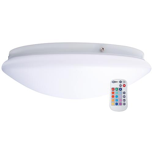 EGB LED RGB+WW-Kunststoffleuchte IP44 D330mm 18W 1350lm bei 3000K, mit IR-Fernbedienung