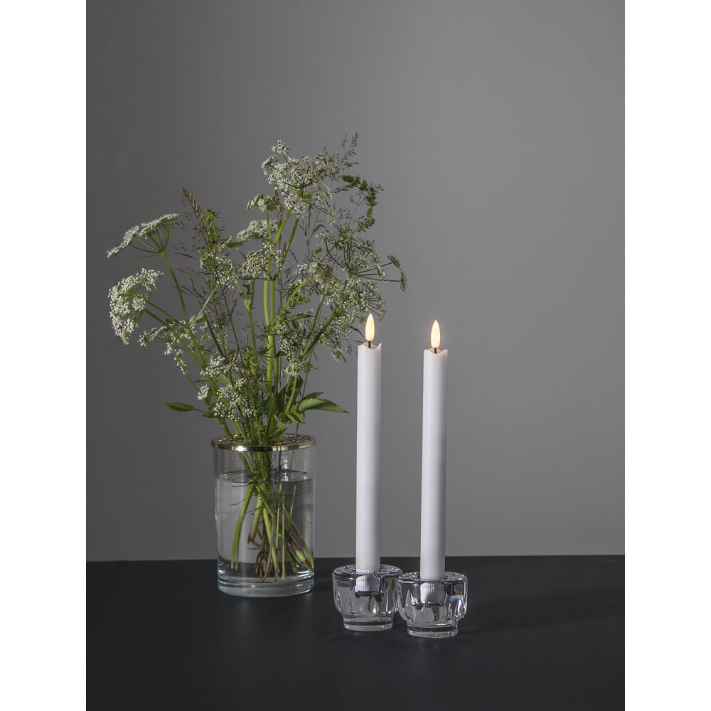 STAR TRADING LED-Echtwachskerzen, FLAMME ANTIQUE, 1 warmweiße flackernde LED, 2er-Set