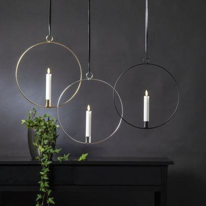 Fensterbild, 1 ww LED, Echtwachskerze, FLAMME RING schwarz