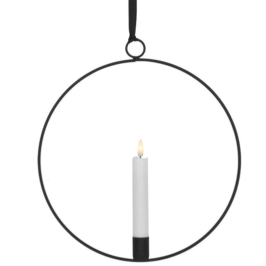 Fensterbild, 1 ww LED, Echtwachskerze, FLAMME RING schwarz