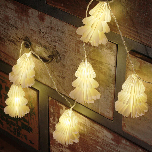 KONSTSMIDE LED-Minilichterkette, Papiertannenbäumchen, 12 warmweiße LEDs