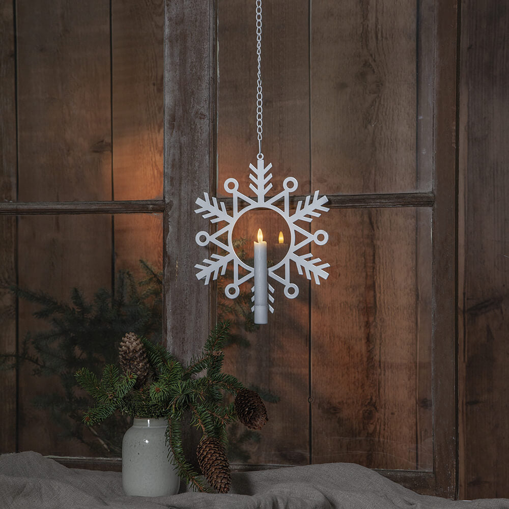Fensterbild, mit LED-Echtwachskerze, FLAMME SNOW