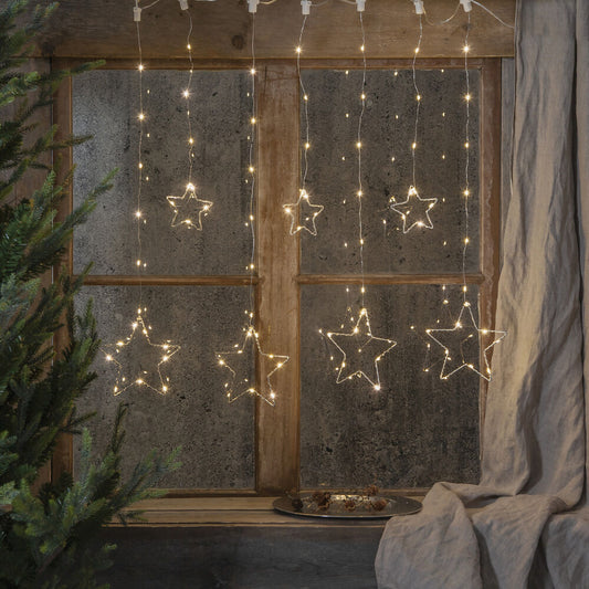 STAR TRADING LED-Sternenlichtervorhang, DEW DROP STARS, 84 warmweiße LEDs