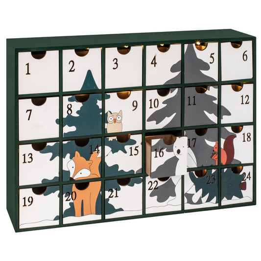 STAR TRADING LED-Adventskalender, FOREST FRIENDS, 24 warmweiße LEDs