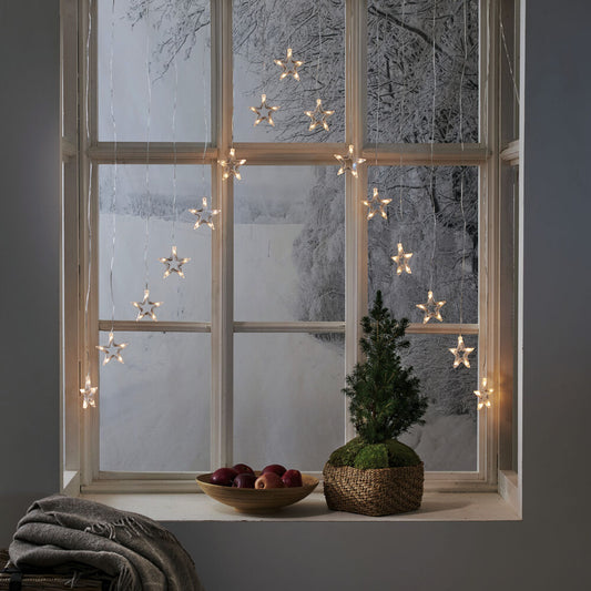 STAR TRADING LED-Sternenlichtervorhang, 5 x 15 warmweiße LEDs