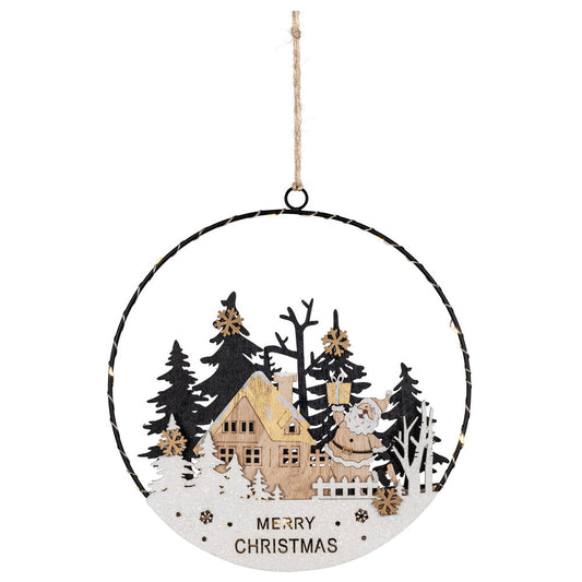 LED-Fensterbild, SANTA, 10 warmweiße LEDs, Ø 250