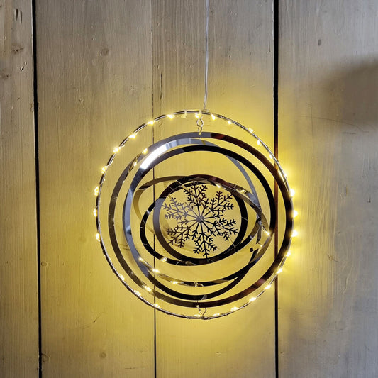 LED-Fensterbild, MIRROR, Kreis Form, 30 warmweiße LEDs