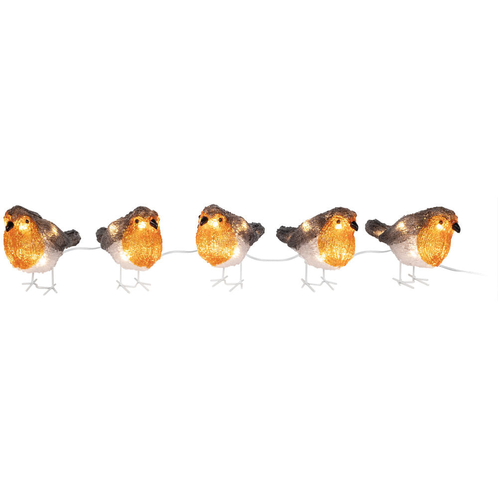 KONST SMIDE LED-Rotkehlchen, 40 weiße LEDs, 5er-Set