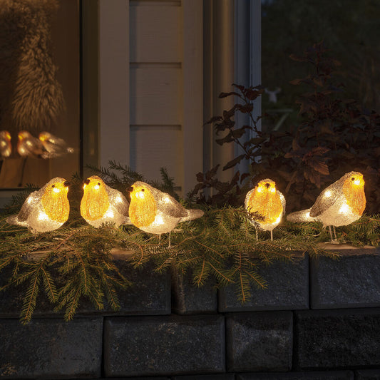 KONST SMIDE LED-Rotkehlchen, 40 weiße LEDs, 5er-Set