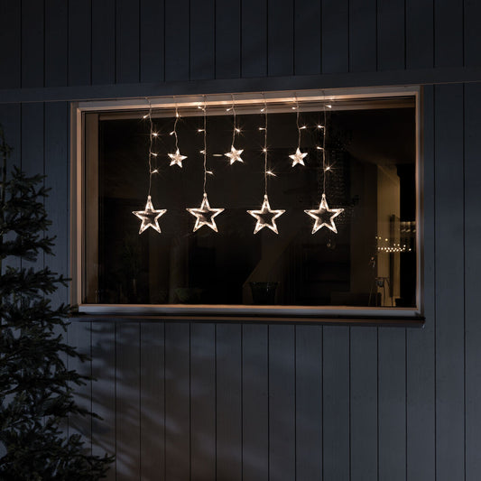 KONST SMIDE LED-Sternenvorhang, 72 bernsteinfarbene LED, inkl. Solar-Batteriebox