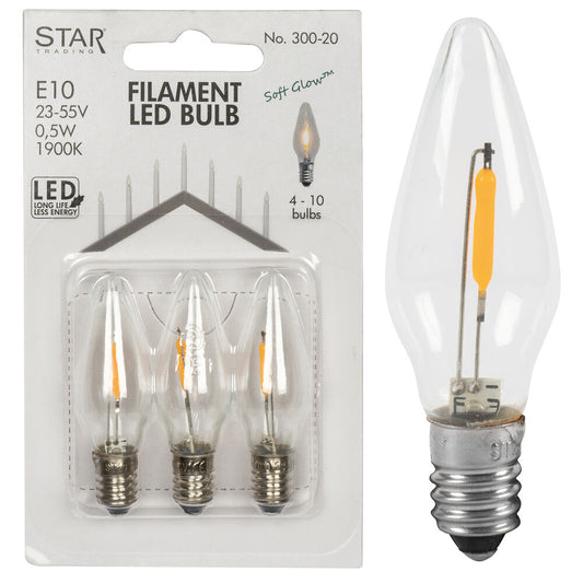 STAR TRADING LED-Filament-Topkerze, klar, E10/23-55V/0,5W, 1900K
