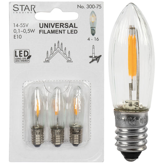 STAR TRADING LED-Filament-Topkerze, klar, E10/14-55V/0,1-0,5W, 2100K