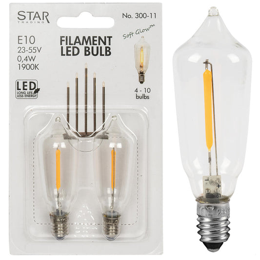 LED-Topkerze, E10/23-55V/0,4W, 1900K, Filament