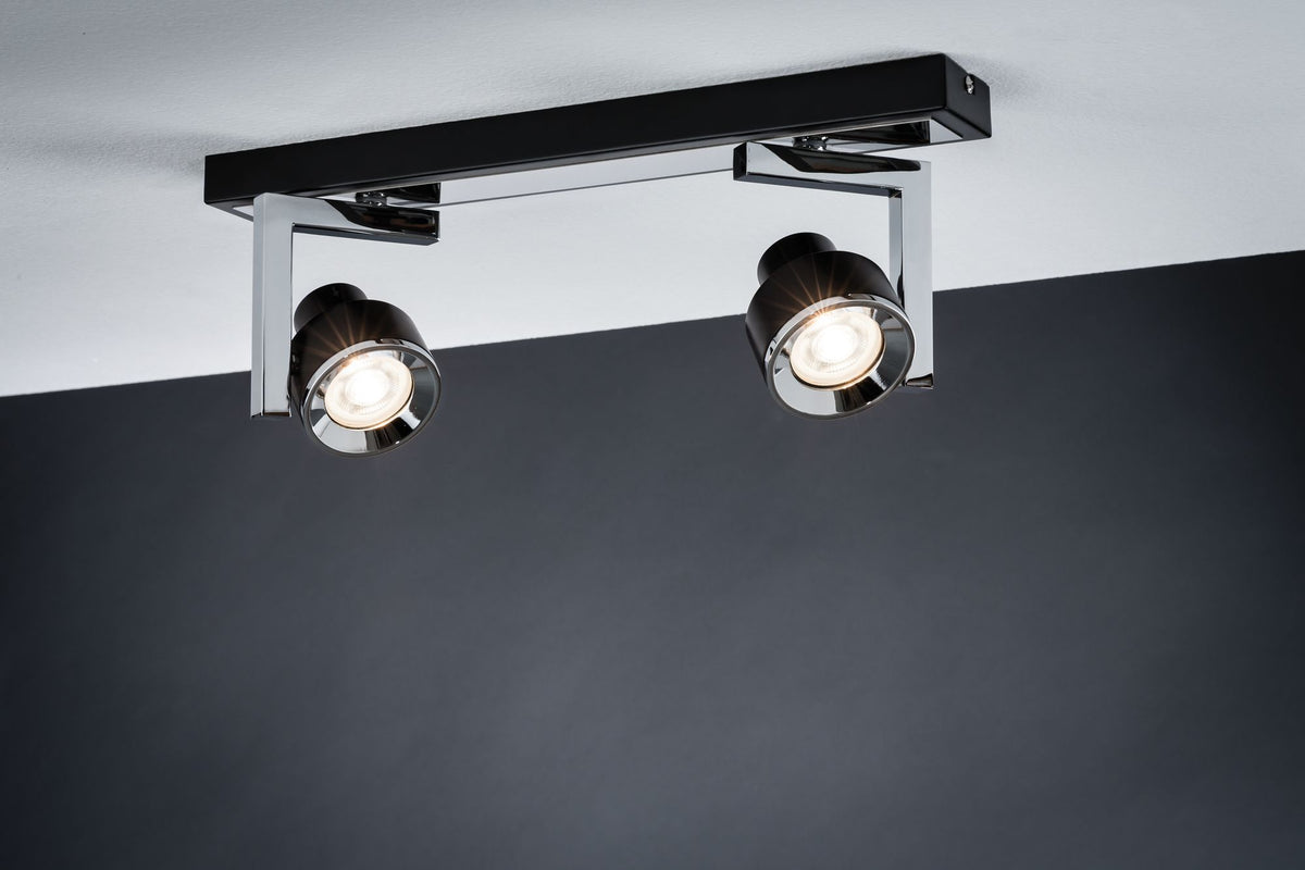 Paulmann Spotlight Turn max 2x10W GU10 Schwarz/Chrom 230V Metall/Kusnststoff