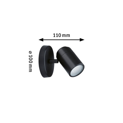 Paulmann Spotlight Zyli IP44 GU10   230V max. 10W dimmbar Schwarz matt