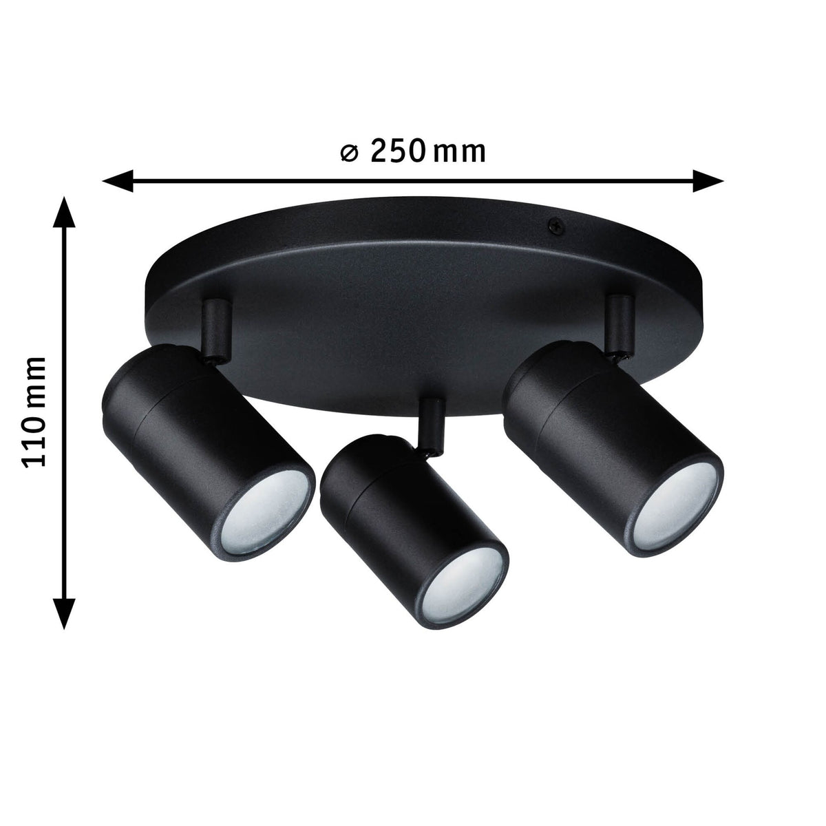 Paulmann Spotlight Zyli IP44 GU10   230V max. 3x10W dimmbar Schwarz matt