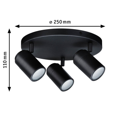 Paulmann Spotlight Zyli IP44 GU10   230V max. 3x10W dimmbar Schwarz matt