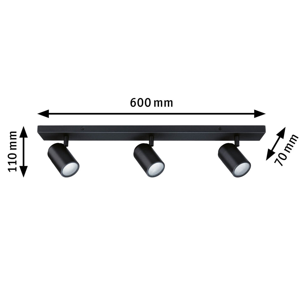 Paulmann Spotlight Zyli IP44 GU10   230V max. 3x10W dimmbar Schwarz matt