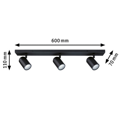 Paulmann Spotlight Zyli IP44 GU10   230V max. 3x10W dimmbar Schwarz matt
