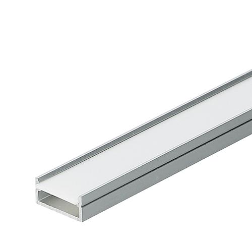 EGB Alu-Anbauprofil-Set B14,4xH6,6mm, L2000mm für Stripes max B12mm, Slide/Click-Abdeckung opal