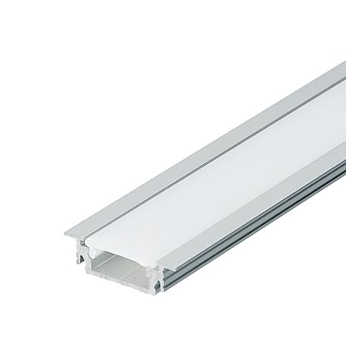 EGB Alu-Einbauprofil-Set B28/22xH8mm, L2000mm für Stripes max B14mm, Clip-Abdeckung opal