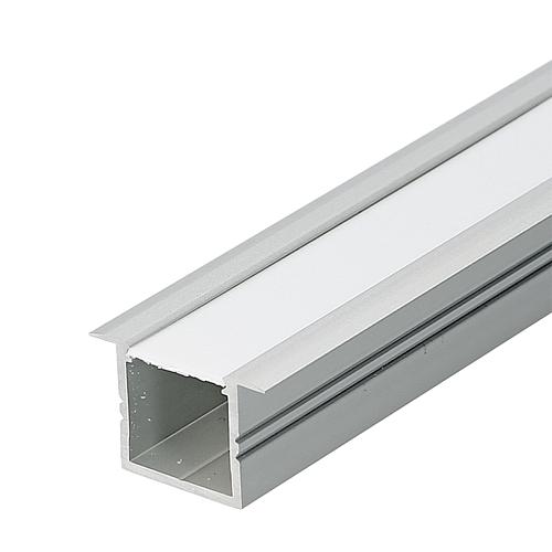 EGB Alu-Einbauprofil-Set B28/19,2xH18,6mm, L2000mm für Stripes max B16mm, Slide/Click-Abdeckung opal