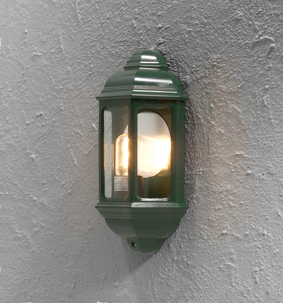 Konstsmide Wandleuchte Halbschale Cagliari, grün, klares Glas