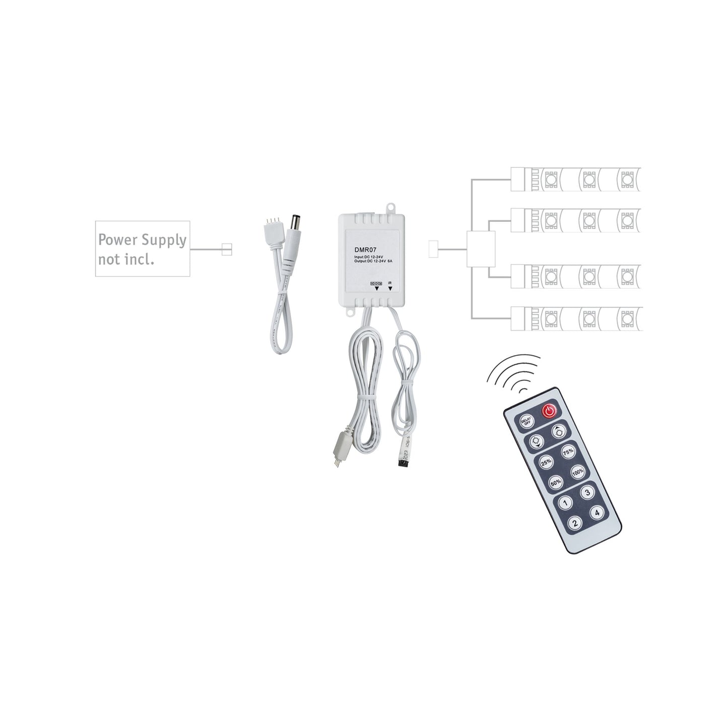 Paulmann Function YourLED Dimm/Switch Controller 12V DC mit IR Fernbedienung Kunststoff