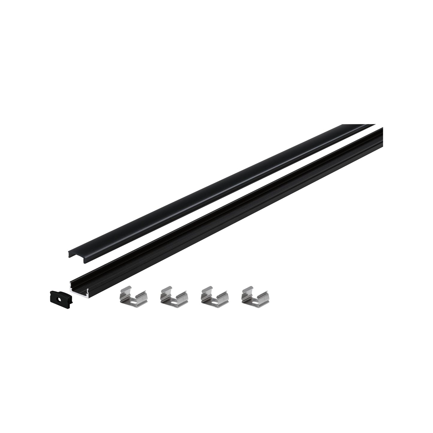 Paulmann Base Profil mit schwarzem Diffusor 2m schwarz eloxiert/schwarz Alu/Kunststoff
