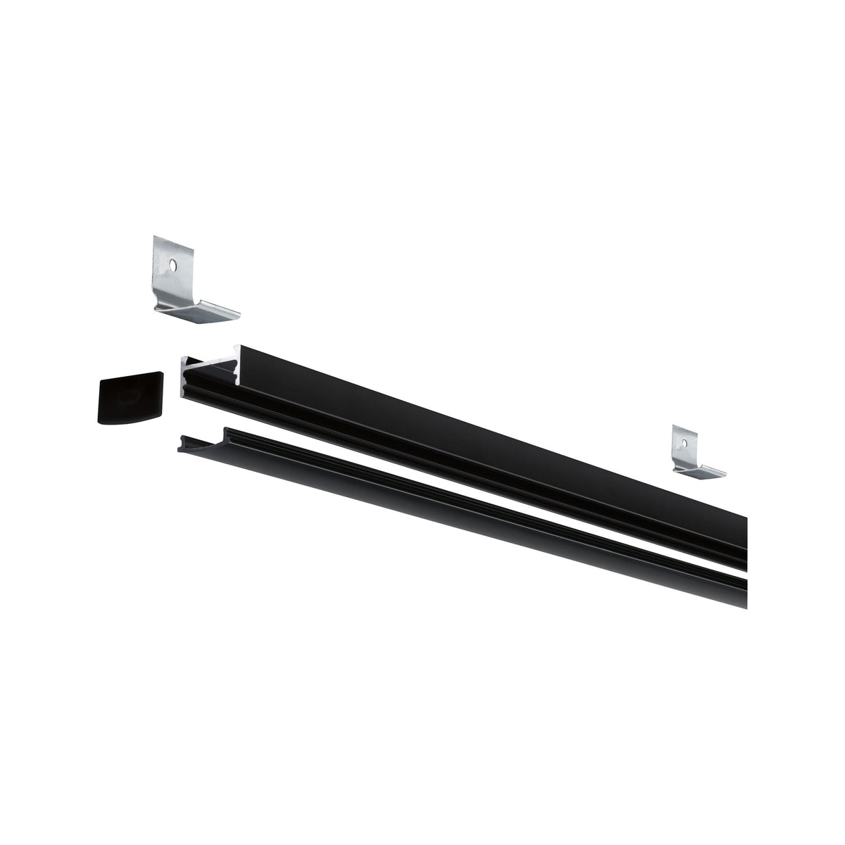 Paulmann Square Profil mit schwarzem Diffusor 2m schwarz eloxiert/schwarz Alu/Kunststoff