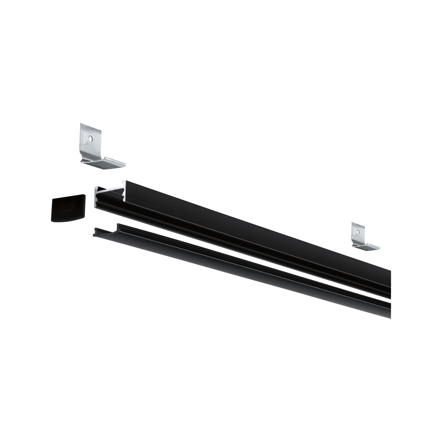 Paulmann Square Profil mit schwarzem Diffusor 1m schwarz eloxiert/schwarz Alu/Kunststoff