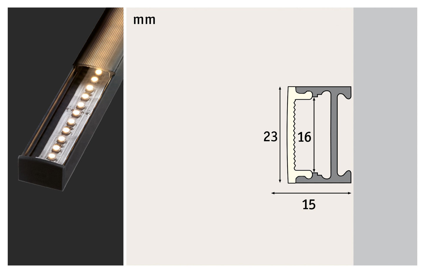 Paulmann Square Profil mit schwarzem Diffusor 1m schwarz eloxiert/schwarz Alu/Kunststoff