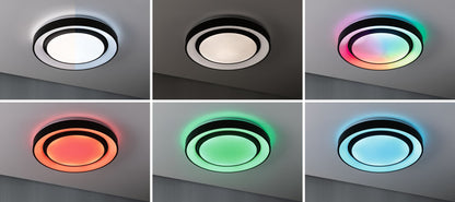 Paulmann LED Deckenleuchte Rainbow mit Regenbogeneffekt  475mm RGB, Tunable White 1500lm 230V 38,5W  Schwarz,Weiß