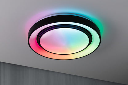Paulmann LED Deckenleuchte Rainbow mit Regenbogeneffekt  475mm RGB, Tunable White 1500lm 230V 38,5W  Schwarz,Weiß