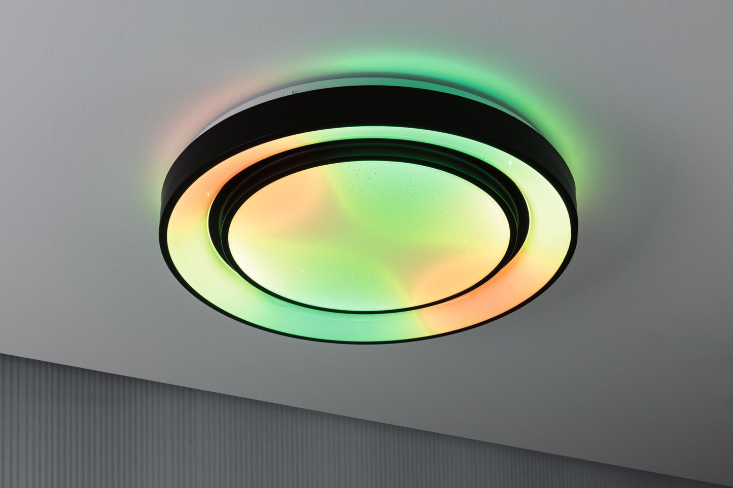 Paulmann LED Deckenleuchte Rainbow mit Regenbogeneffekt  475mm RGB, Tunable White 1500lm 230V 38,5W  Schwarz,Weiß