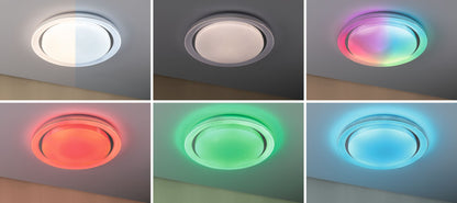 Paulmann LED Deckenleuchte Rainbow mit Regenbogeneffekt  485mm RGB, Tunable White 2800lm 230V 38,5W  Chrom,Weiß