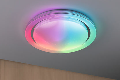 Paulmann LED Deckenleuchte Rainbow mit Regenbogeneffekt  485mm RGB, Tunable White 2800lm 230V 38,5W  Chrom,Weiß