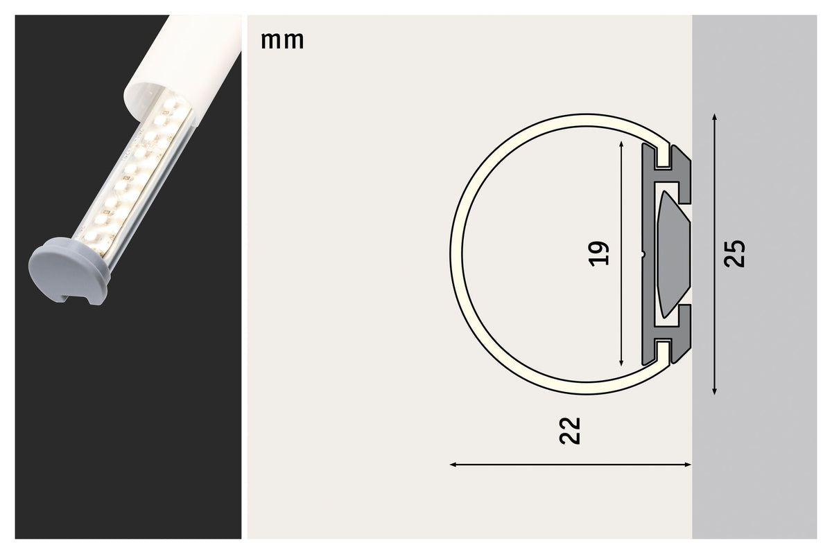 Paulmann Function Tube Profil 2m incl Clip + End Cap Alu elox/Satin Alu/Kunststoff