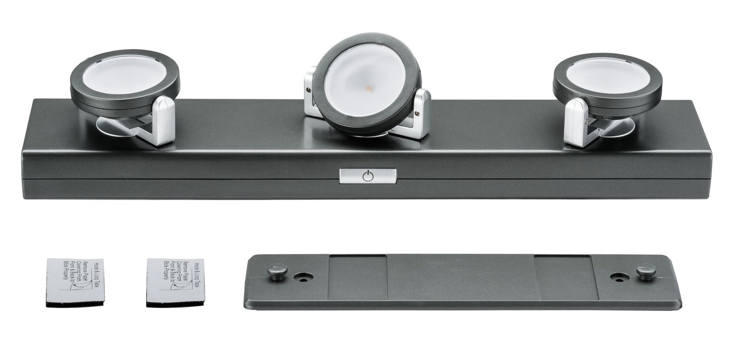 Paulmann Function Rotate LED Balken Dimm Anthrazit Chr matt 6x1,5V AAA Kunststoff