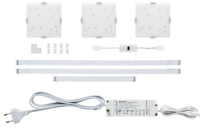 Paulmann Function MaxLED Softpad Basisset 3x 85x85mm 3x3,3W 230/24V 24VA Silber Kst