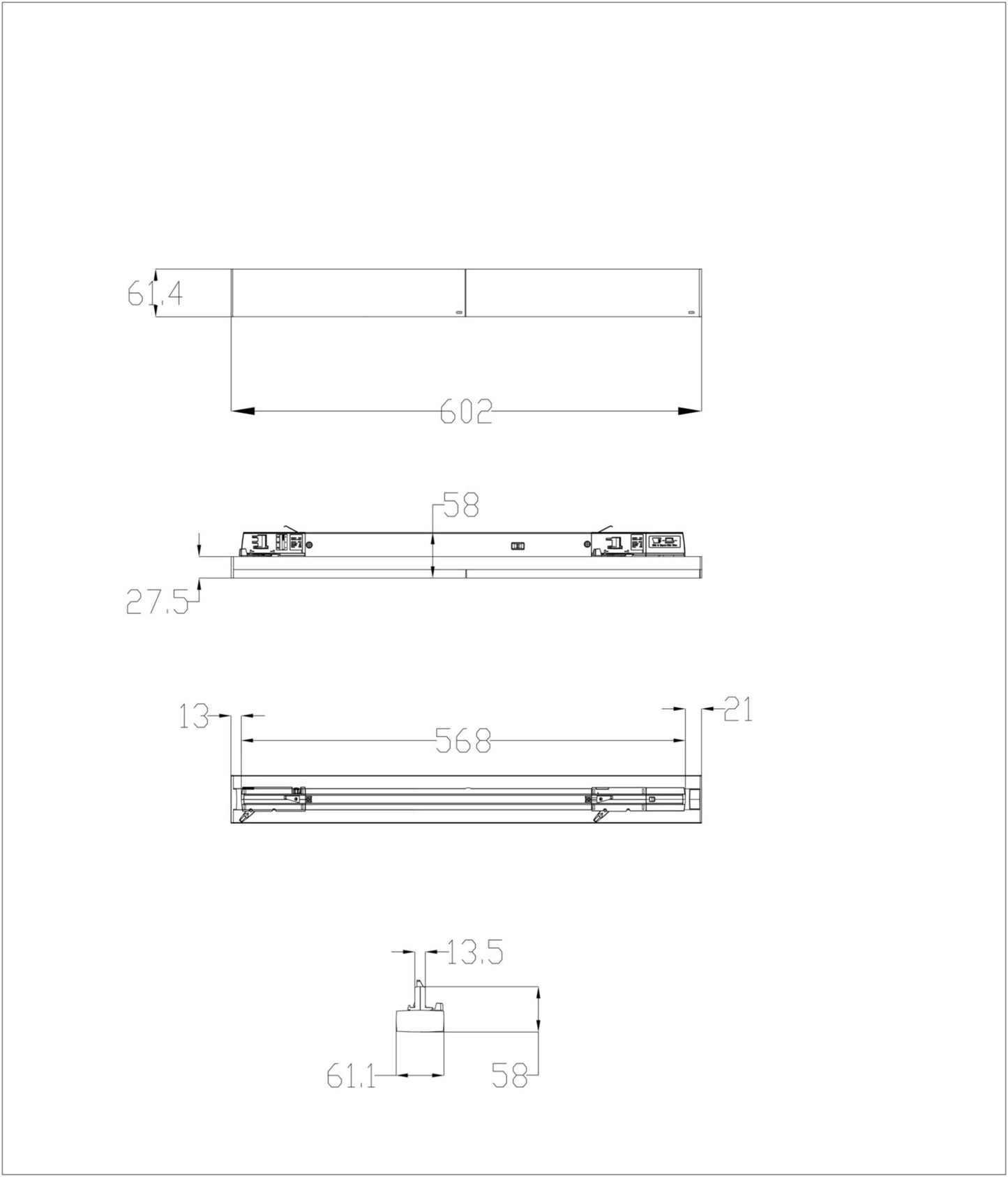 Deko-Light Linear Pro 60, 20 W, DALI, 3000 K, Schwarz