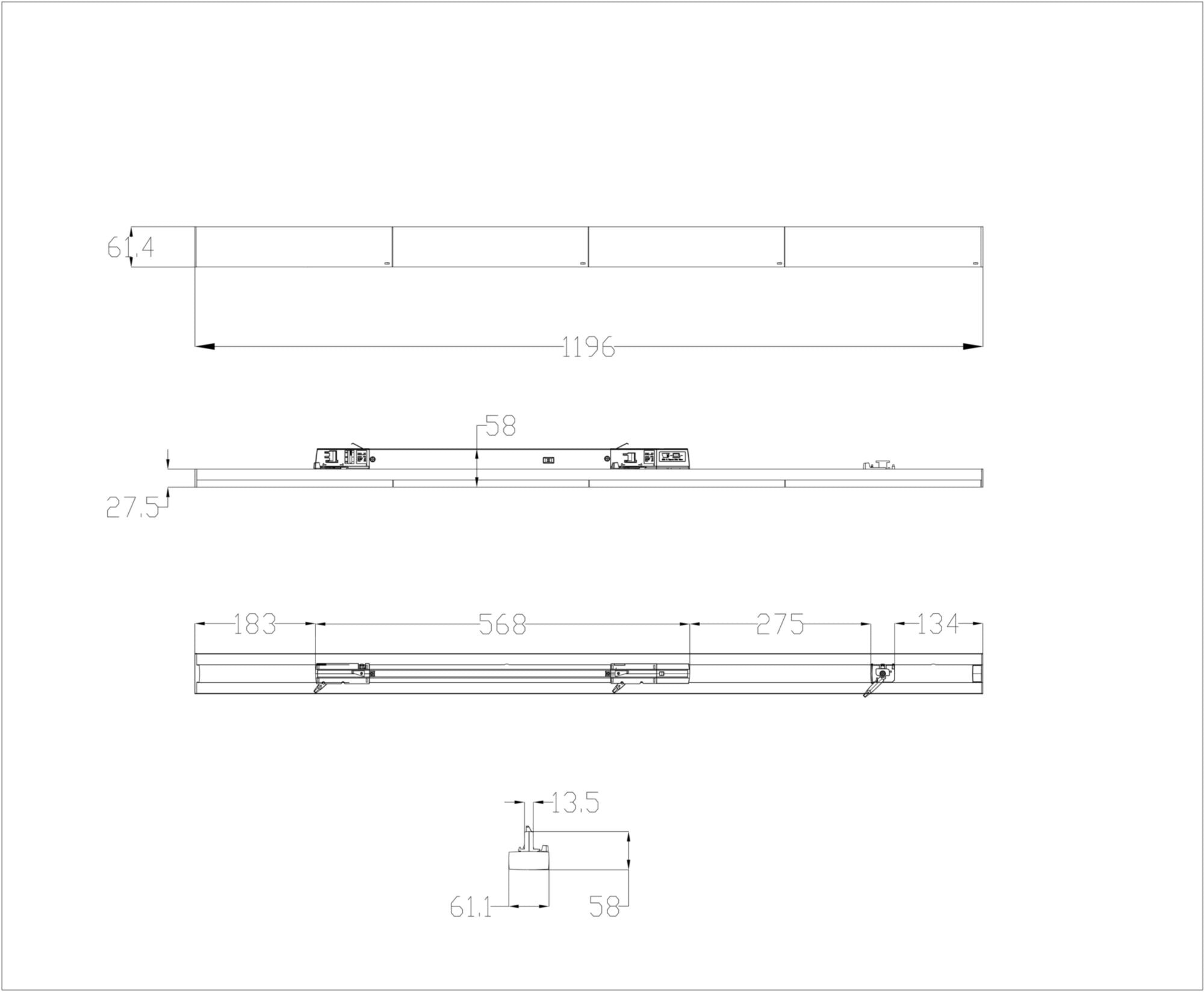 Deko-Light Linear Pro 120, 40 W, DALI, 3000/3500/4000 K, Schwarz