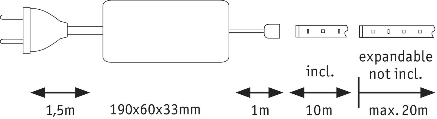 Paulmann Function MaxLED 500 Basisset 10m Warmweiß 70W 230/24V 80VA Silber