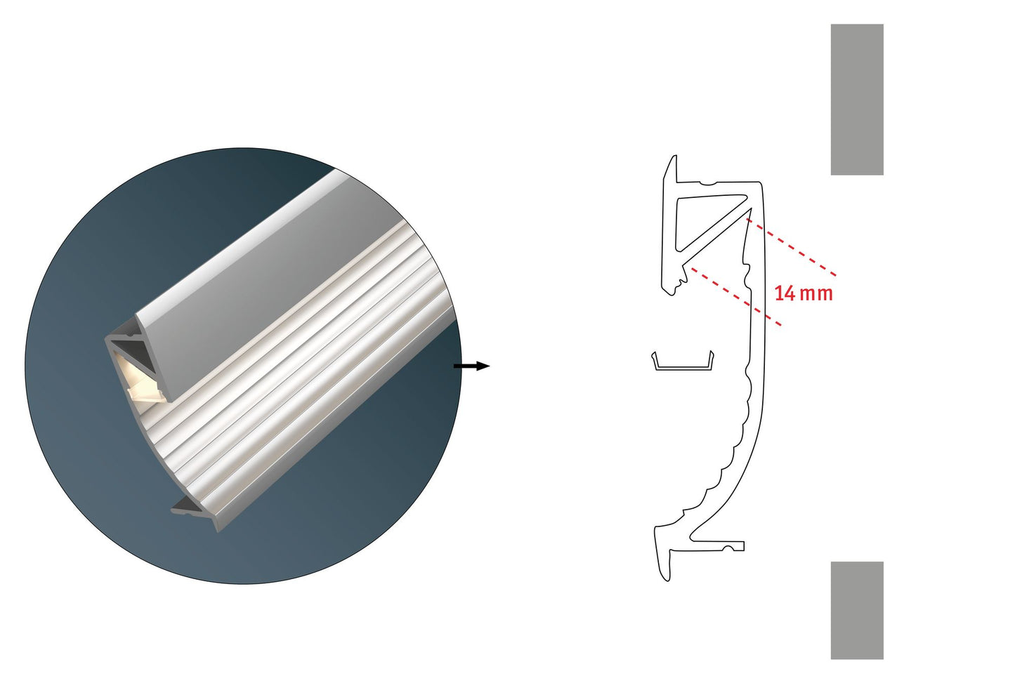 Paulmann Function Cup Profil Diffusor 200cm Alu eloxiert/Satin Alu/Kunststoff