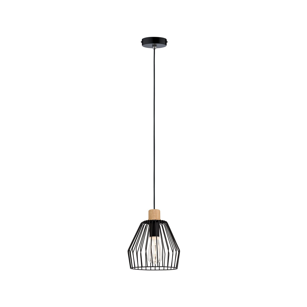 Paulmann Cameo Pendelleuchte IP44 max 20W E27 Schwarz/Holz 230V Metall/Holz