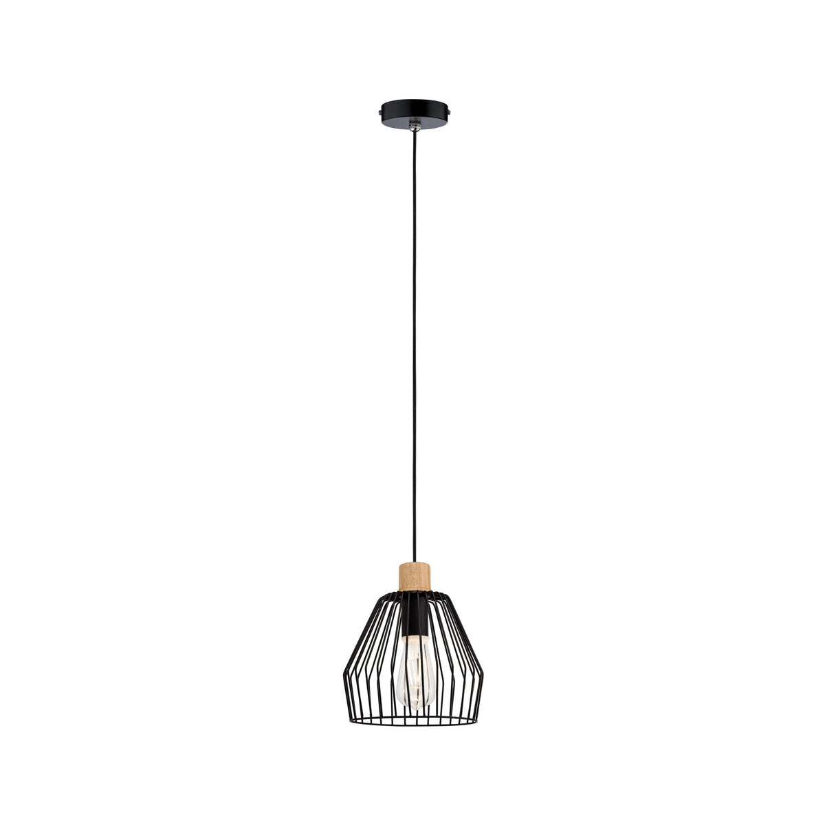 Paulmann Cameo Pendelleuchte IP44 max 20W E27 Schwarz/Holz 230V Metall/Holz