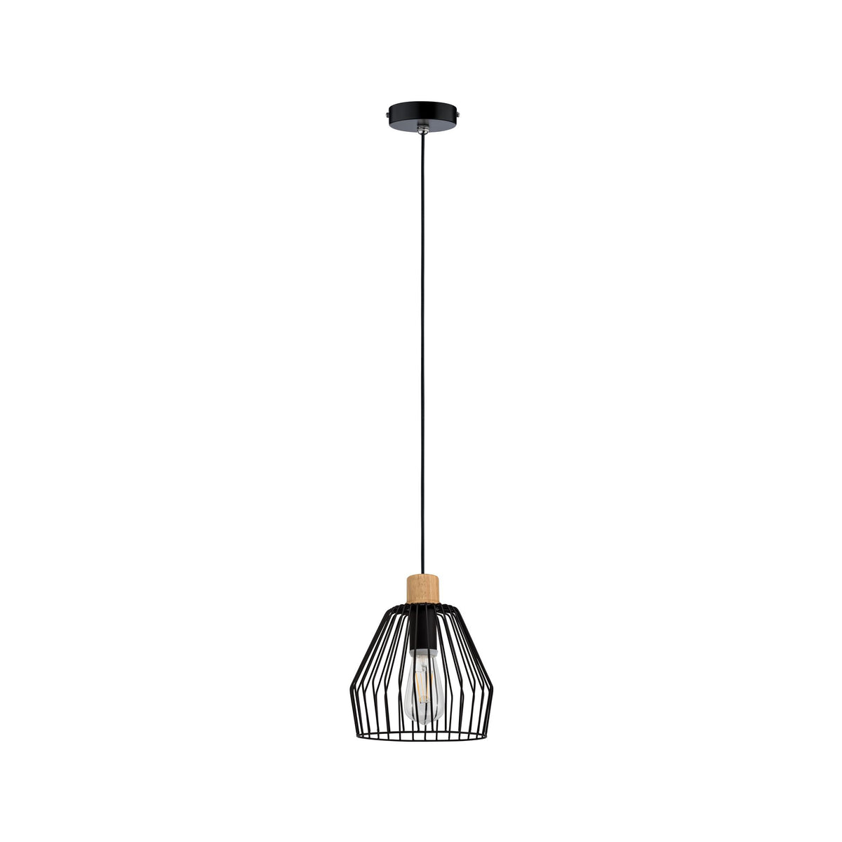 Paulmann Cameo Pendelleuchte IP44 max 20W E27 Schwarz/Holz 230V Metall/Holz